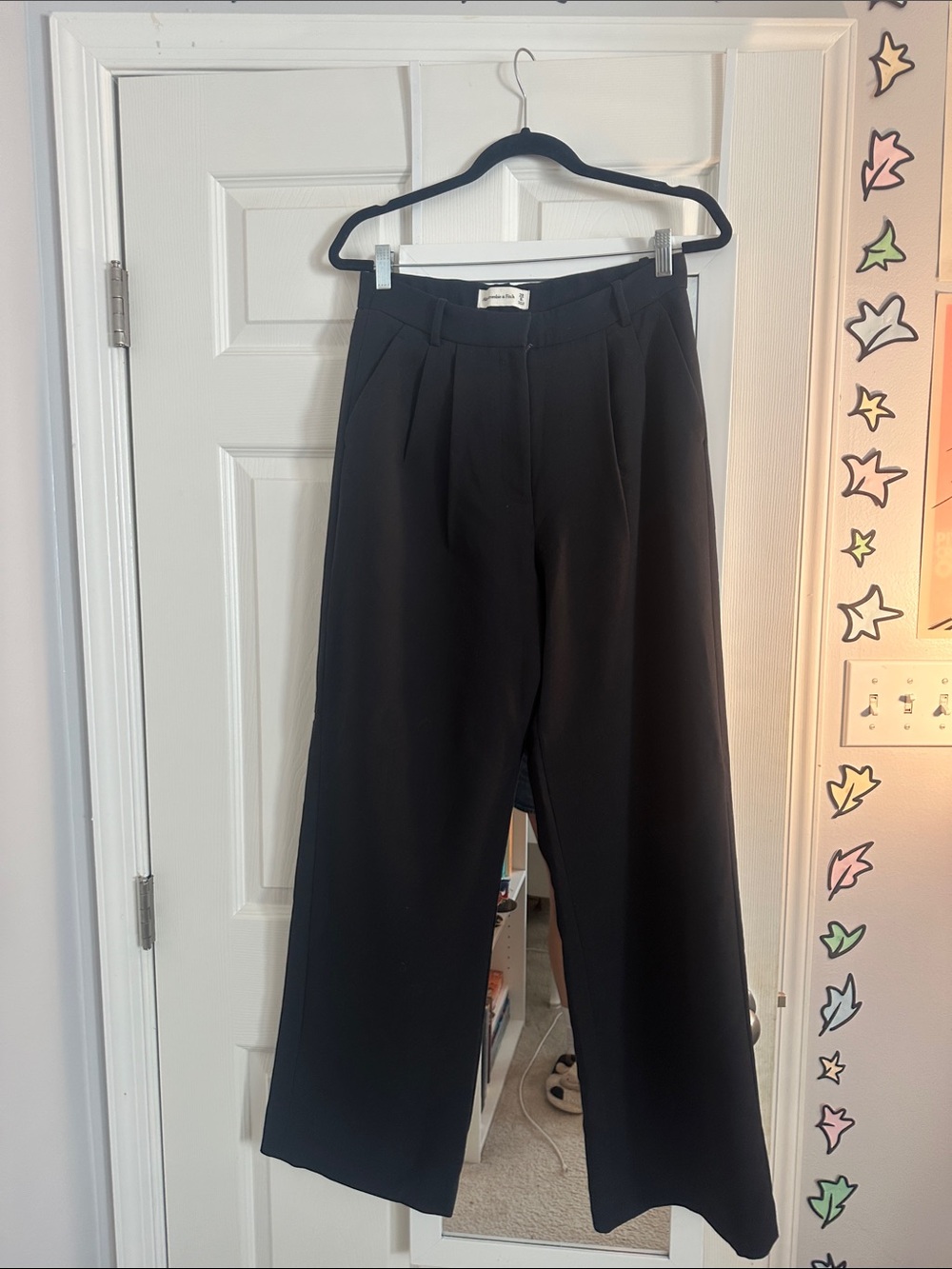 Abercrombie & Fitch Black Wide-Leg Trousers TALL